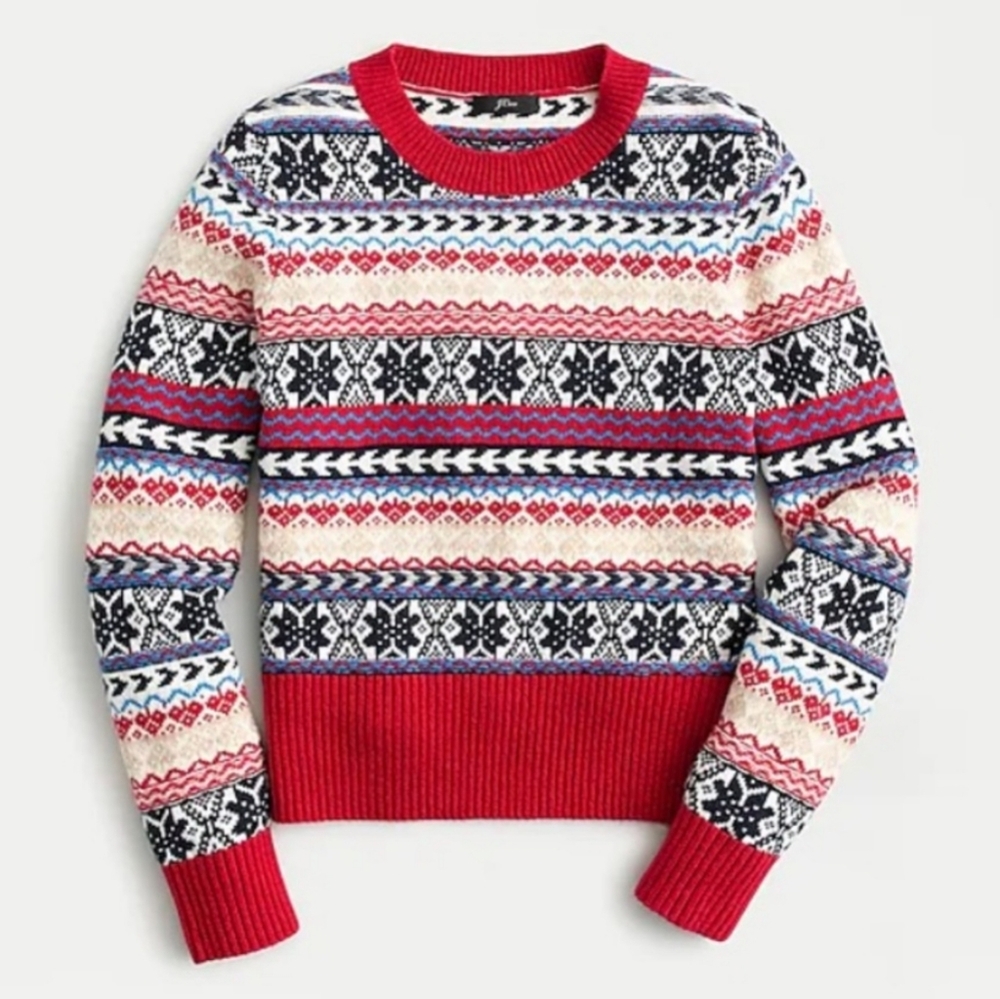J CREW Crewneck Sweater Fair Isle Stripe